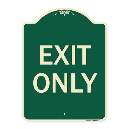 Signmission Parking Lot Exit Only Heavy-Gauge Aluminum Architectural Sign, 18" L, 24" H, G-1824-23423 A-DES-G-1824-23423